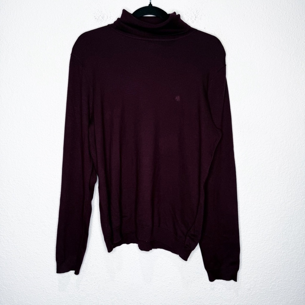 Lauren Ralph Lauren Vintage Silk Cotton Blend Logo Turtleneck Knit Sweater